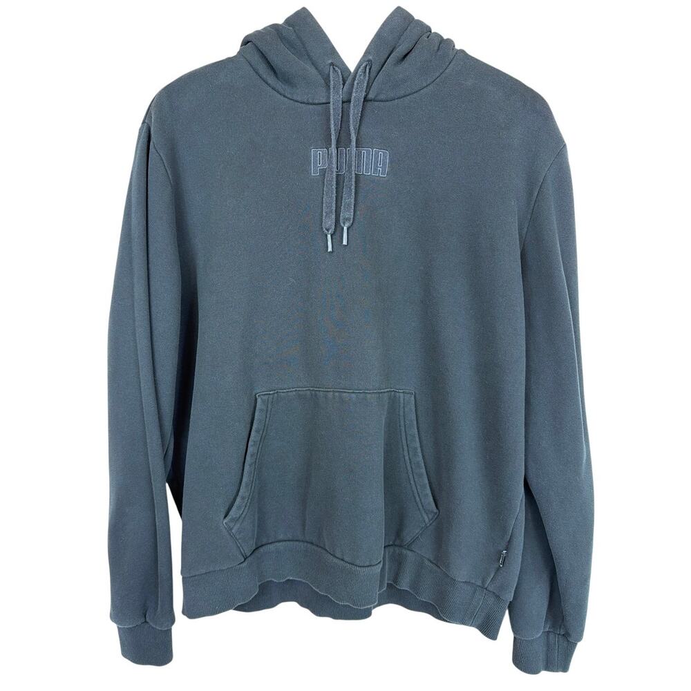 Puma Black Pullover Hoodie Sweatshirt Women's Size L Kangaroo Pocket